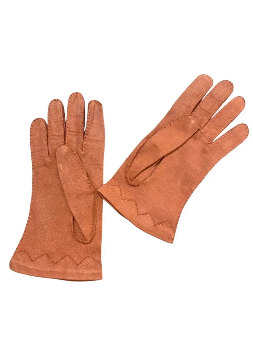Vintage Elvette by Dawnelle Hand Sewn Occasion Gloves Sz 7-1/2 Rust #186C‎